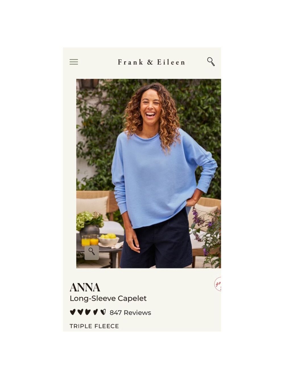NWT Frank & Eileen Anna Blue-“Dark Lilac” Triple Fleece Capelet Size L